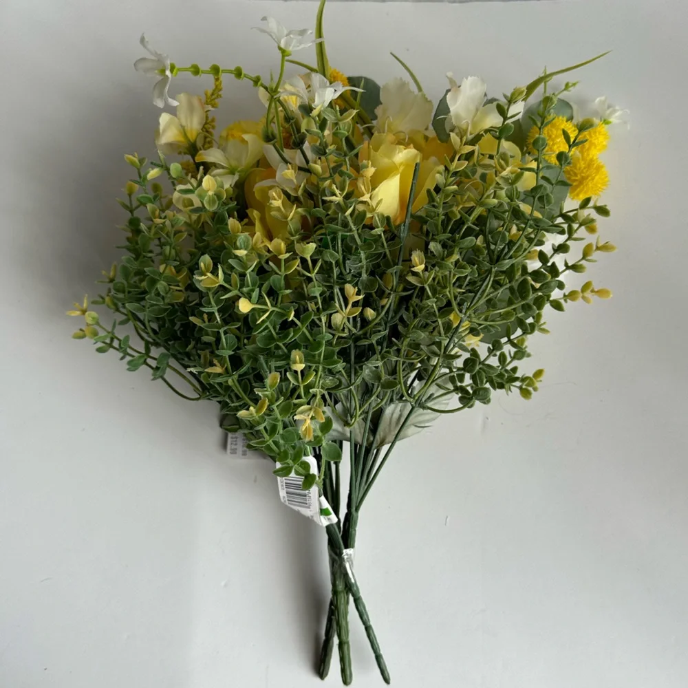 Sunshine Yellow Artificial Wildflower Bouquet Lifelike Spring Floral Arrangement